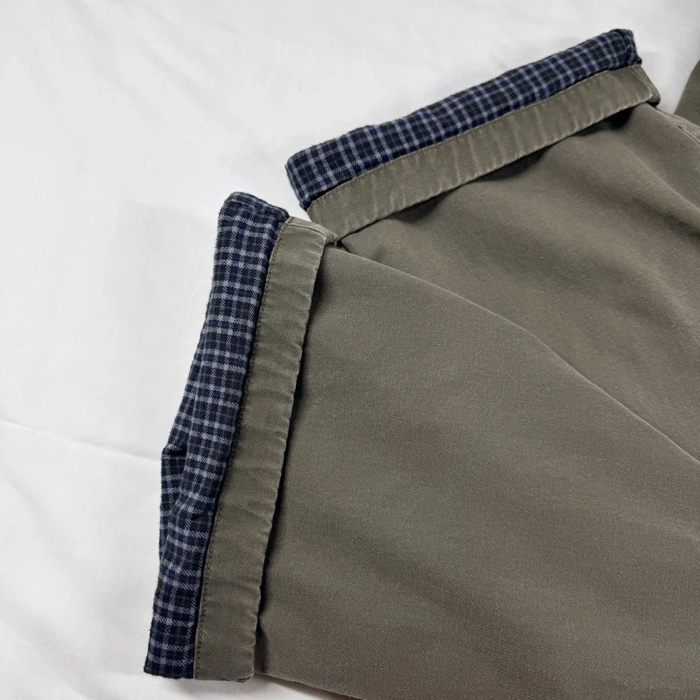 J. Crew Flannel Lined Cargo Pants Mens 40x32 Button Fly Brown Utility‎ Fade Y2k